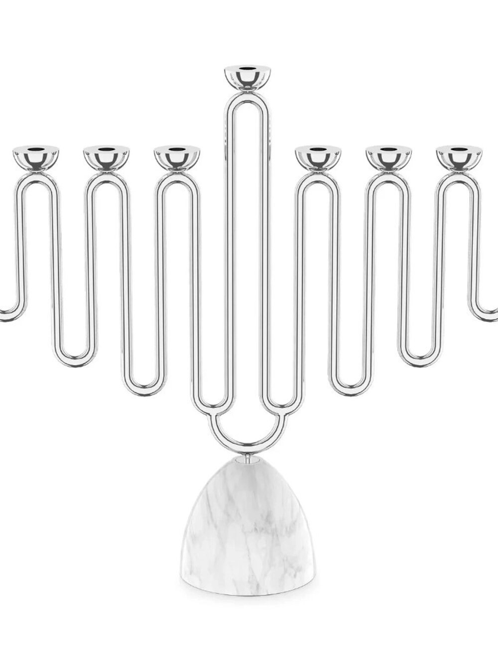 ANNA new york Coluna Menorah Silver Carrara Marble Modern Chanukah Candle Holder